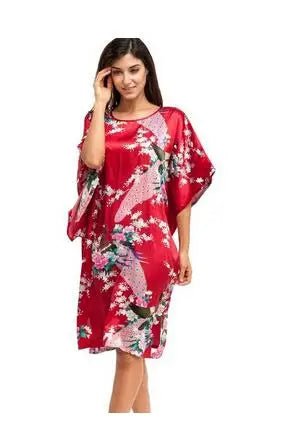 Women's Summer Lounge Robe Lady New Sexy Home Dress Rayon Nightgown Large Loose Sleepwear Bathrobe Gown S002 - B