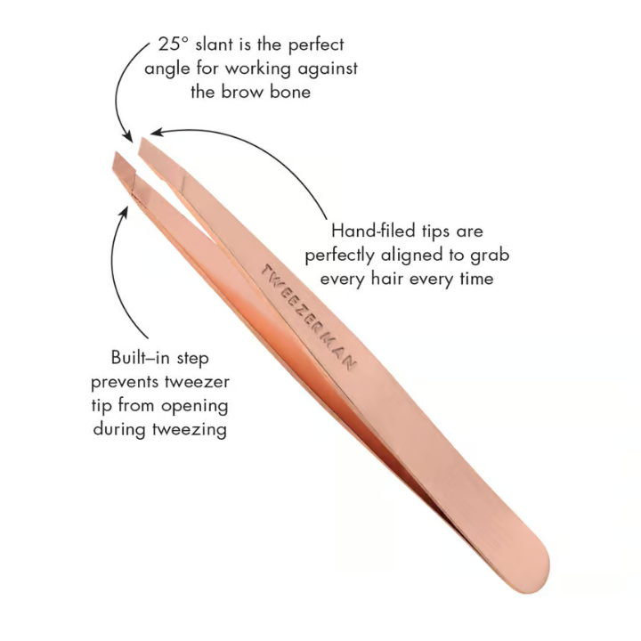 TWEEZERMAN Slant Tweezer Rose Gold 1pc