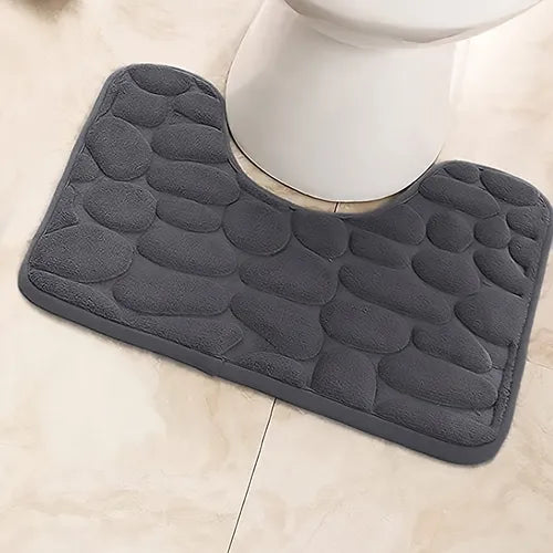 1pc Memory Foam Bath Mat U-shaped, Commode Outline Carpet, Soft And Comfortable, Super Absorbent, Non-slip, Thick, Machine Washable, Easy To Dry