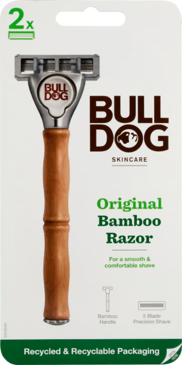 Bulldog 原装竹剃须刀 1 个剃须刀和 2 个剃须刀刀片