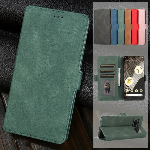 Flip PU Leather Case For Google Pixel 7 7A 6 6A Pro Wallet Card Holder Slots Magnetic Stand Phone Bags Cover