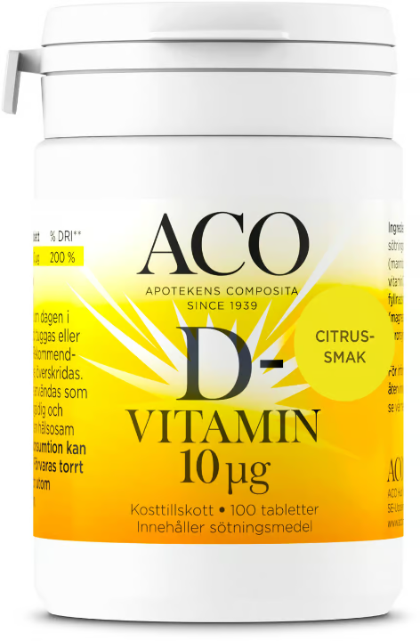 ACO Vitamin D 10 µg Citrus flavor 100 tablets