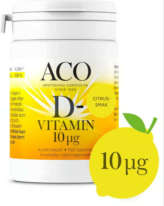 ACO Vitamin D 10 µg Citrus flavor 100 tablets