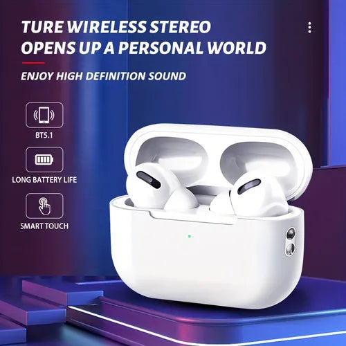 TWS F5 真无线立体声 BT5.1 耳机带充电盒适用于 Apple Airpods，高清音乐音效，4 小时音乐时间耳机，长电池寿命耳机，带礼品充电器线