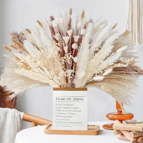 50pcs, Dried Flower Bouquet White Reed Rabbit Tail Set Contains, DIY Flower Arrangement, Photo Props, Shopping Mall Window Decoration, Home Decor, For Wedding Decoration, Holiday Decoration, Celebration Decoration