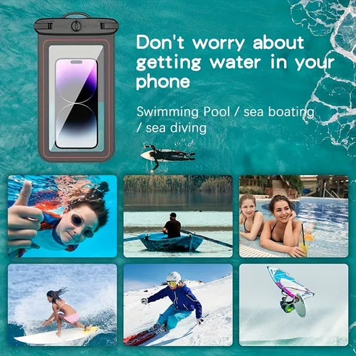 Anti-sink And Waterproof 9 Inch Large Capacity Outdoor Seaside Swimming Photo Sports Surfing IPX8 Level Super Waterproof Mobile Phone Protection Bag