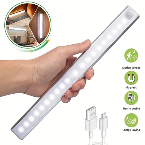 1pc Motion Sensor Light Wireless LED Night Light USB Rechargeable Night Lamp For Kitchen Cabinet Wardrobe Lamp Staircase Backlight