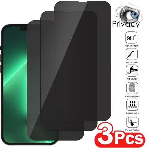 3pcs Anti-Fingerprint Privacy Screen Protector With Tempered Glass For IPhone14/14Plus/14Pro/14Pro Max,iPhone13/13Mini/13Pro/13Pro Max,iPhone12/12Mini/12Pro/12Pro Max,iPhone11/11Pro/11Pro Max,iPhoneX/XS/XS Max,iPhone 8/8Plus/7/7Plus