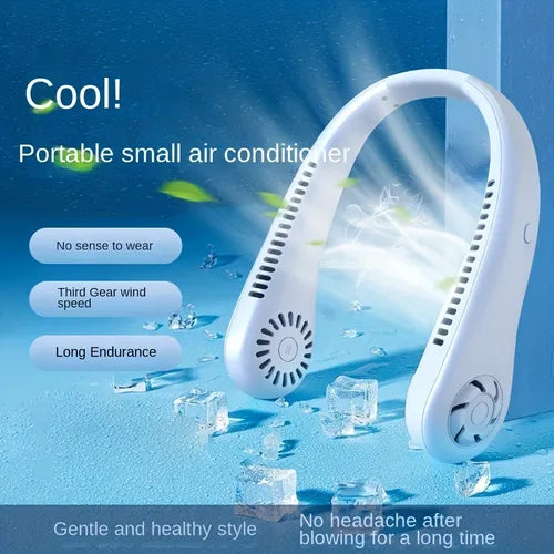 1pc Portable Neck Fans, Bladeless Neck Fans, Battery Powered Wearable Personal Fan, USB Hanging Neck Fans