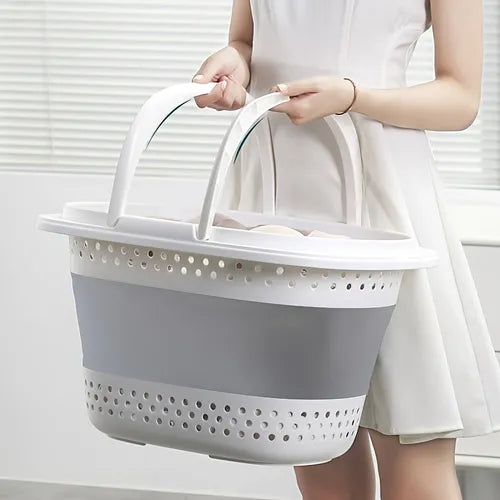 1pc, Folding Laundry Basket 4.75 Gallons, Household Wall-mountable Laundry Storage Basket Bathroom Laundry Basket Plastic Laundry