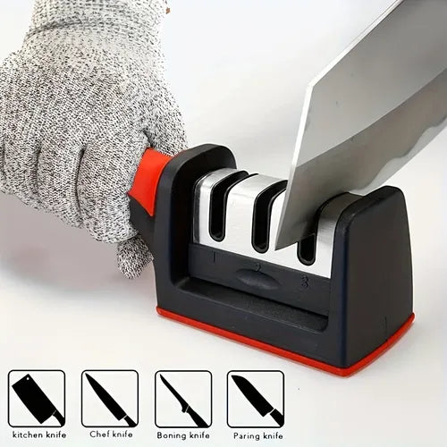 1pc Knife Sharpener 3 Stage Knife Sharpening Tool For Dull Steel, Paring, Chefs And Pocket Knives To Repair, Restore And Polish Blades