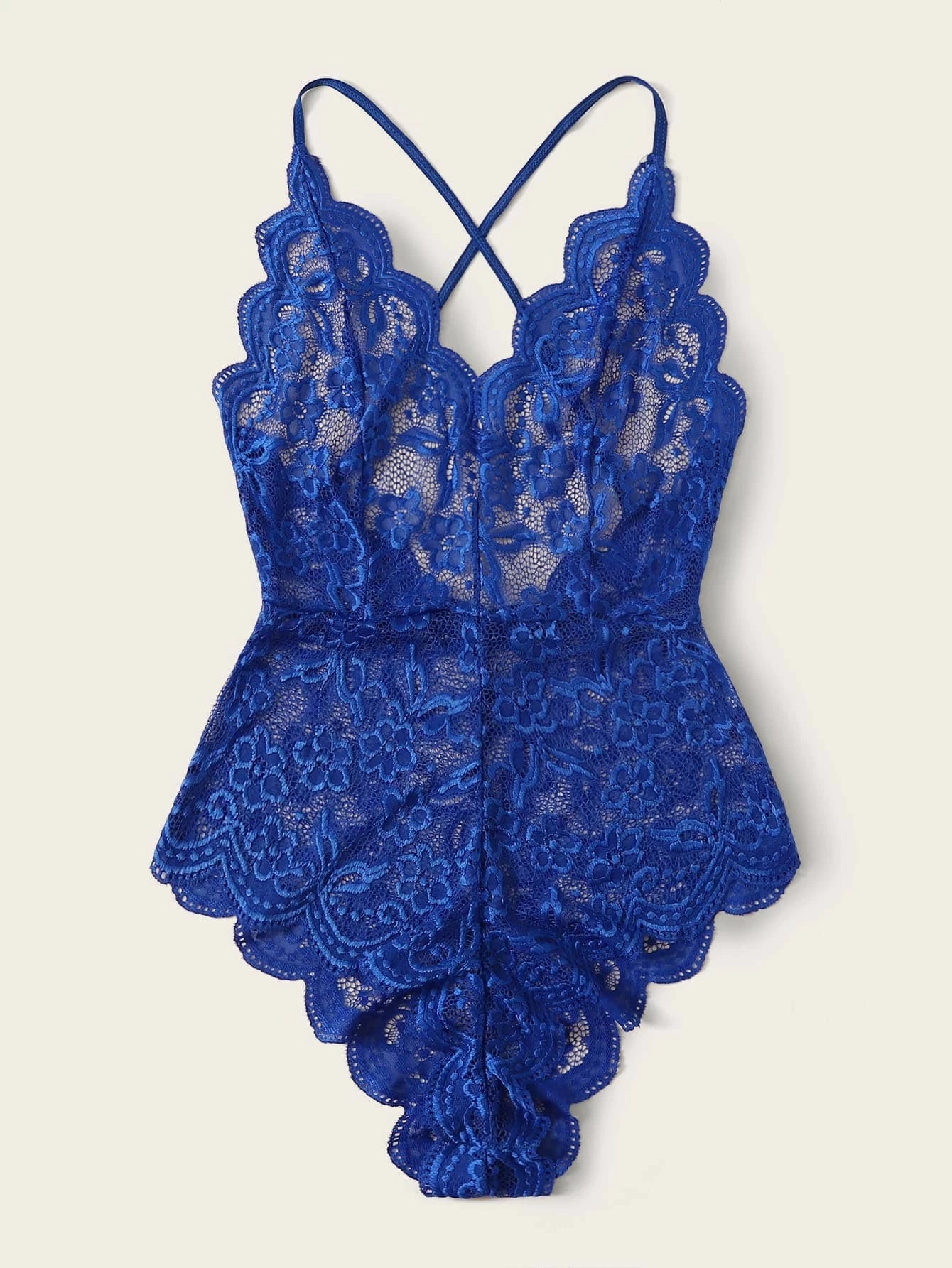 Scallop Floral Lace Teddy Bodysuit