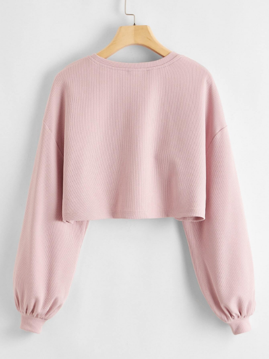 EZwear Solid Drop Shoulder Crop Top