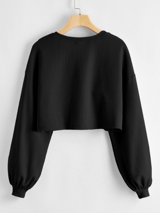 EZwear Solid Drop Shoulder Crop Top