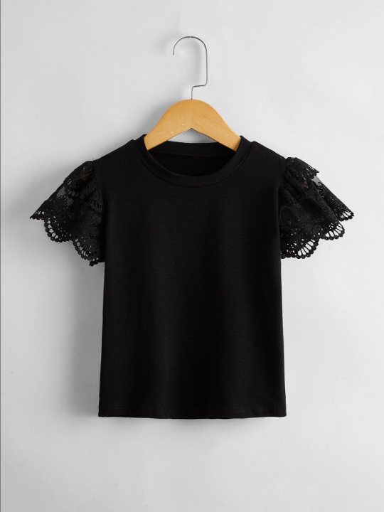 Young Girl Contrast Lace Top