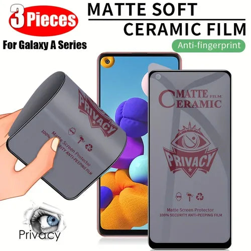 [3pcs] Matte Privacy Protector Film For Samsung Galaxy A10 A10S A12 A13 A14 A23 A30S A40S A50S A31 A32 A22 A11 A03S A02 A02S A03 A20S A32 A42 A22 A52 A52S A70 A70S A54 A53 A20 A42 A32 A71 A72 A73