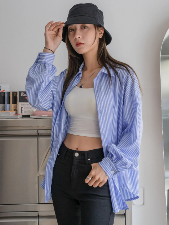 DAZY Striped Drop Shoulder Shirt