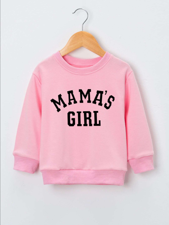 SHEIN Kids EVRYDAY Young Girl Letter Graphic Pullover