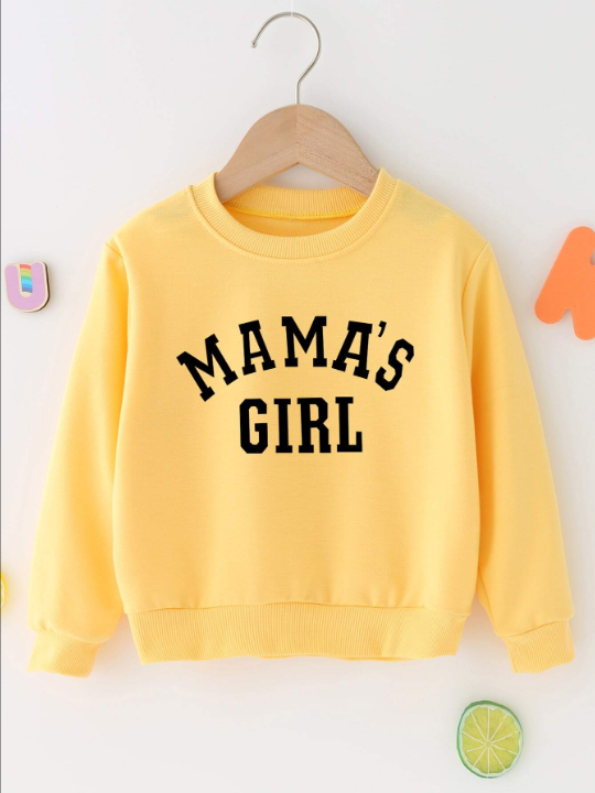 SHEIN Kids EVRYDAY Young Girl Letter Graphic Pullover