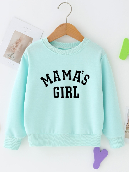 SHEIN Kids EVRYDAY Young Girl Letter Graphic Pullover