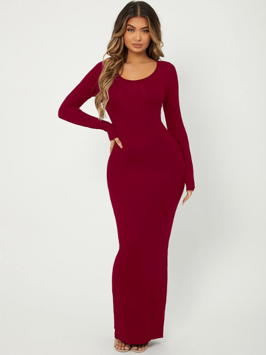 SXY Solid Maxi Bodycon Dress