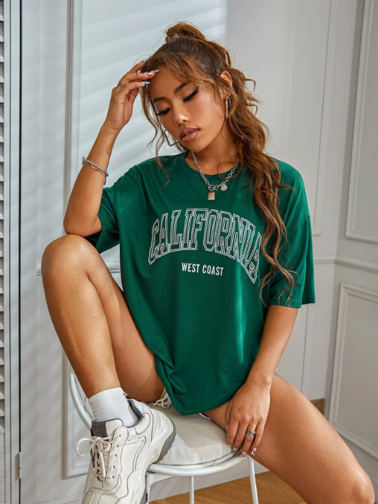 Drop Shoulder Letter Graphic Tee