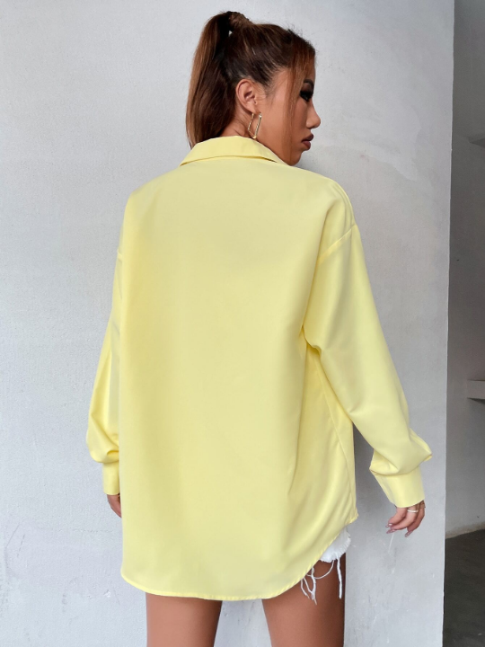 Pocket Patched Drop Shoulder Oversized Shirt