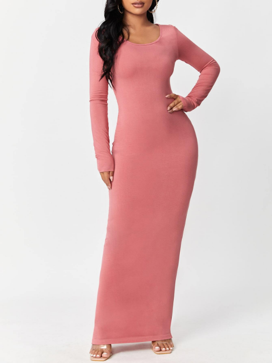 SXY Solid Maxi Bodycon Dress