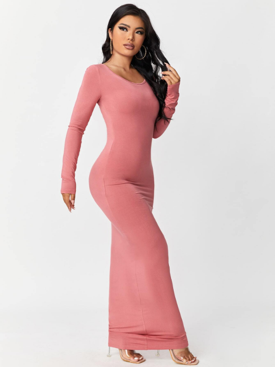 SXY Solid Maxi Bodycon Dress