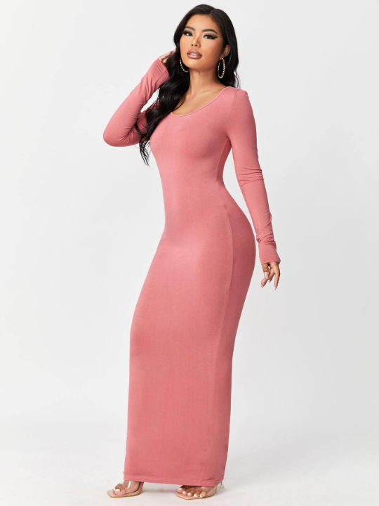 SXY Solid Maxi Bodycon Dress