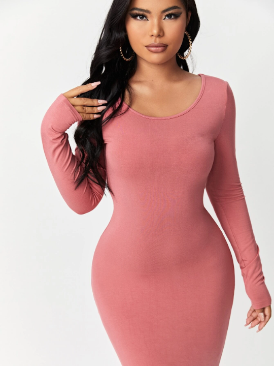 SXY Solid Maxi Bodycon Dress