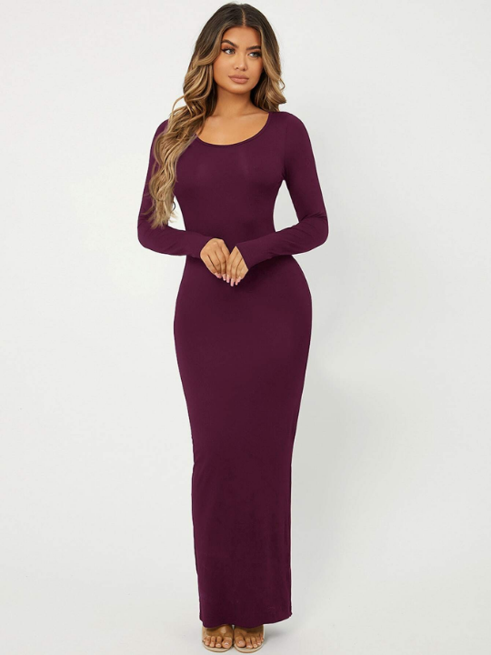 SXY Solid Maxi Bodycon Dress