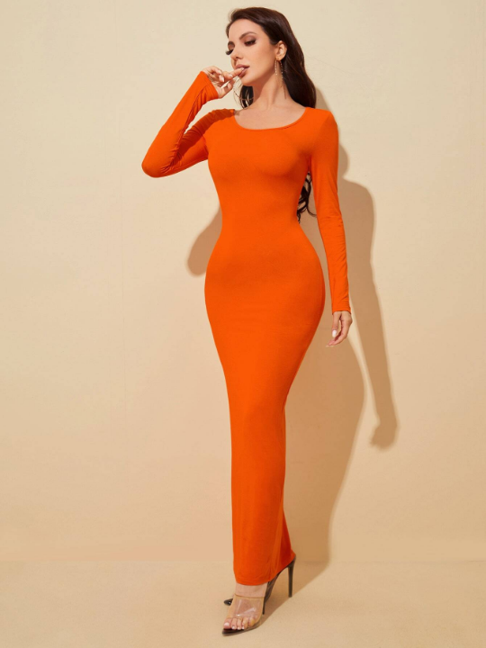 SXY Solid Maxi Bodycon Dress