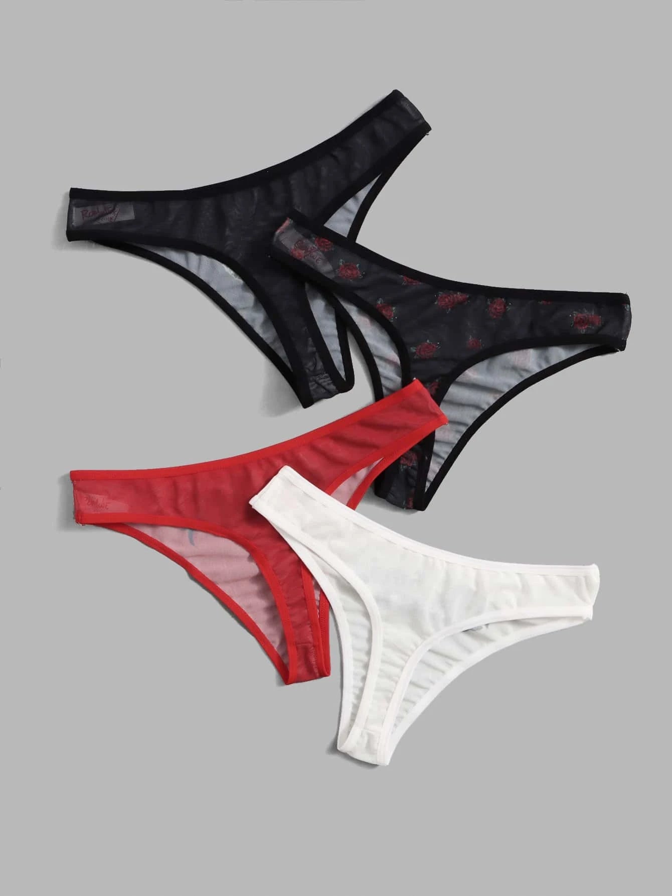 Goth 4pack Butterfly Print Mesh Panty