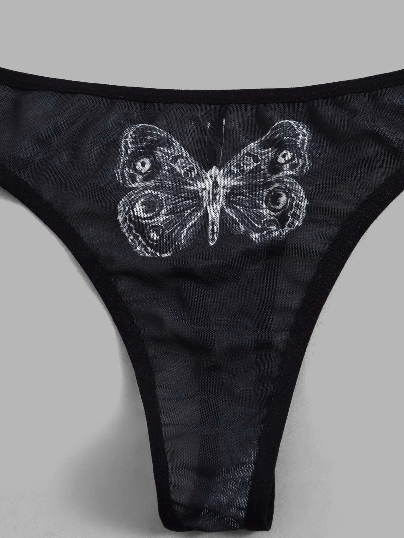 Goth 4pack Butterfly Print Mesh Panty