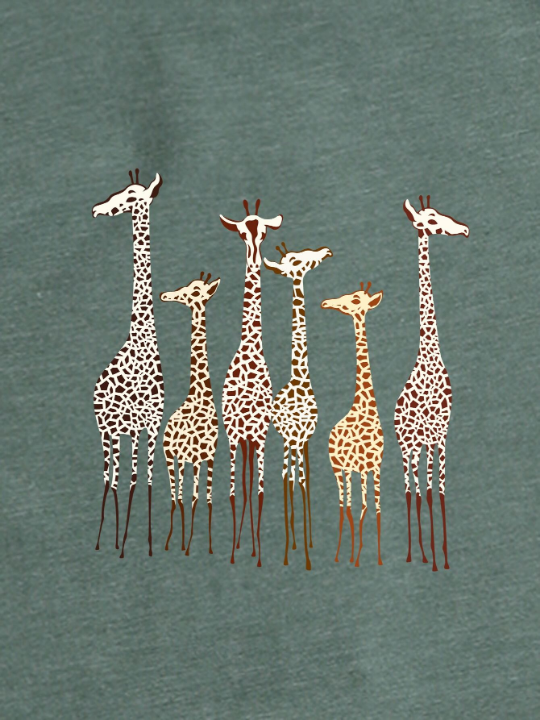 LUNE Giraffe Print Crew Neck Tee