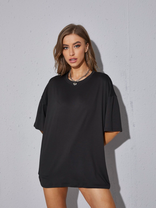 Oversized Solid Drop Shoulder Tee