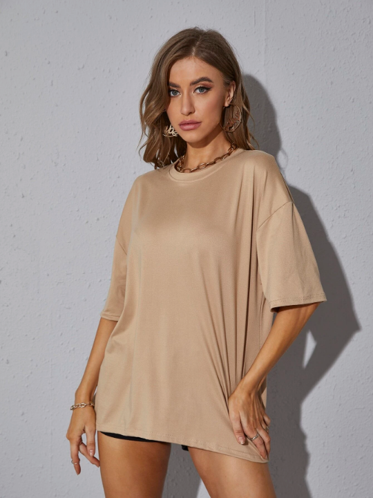 Oversized Solid Drop Shoulder Tee