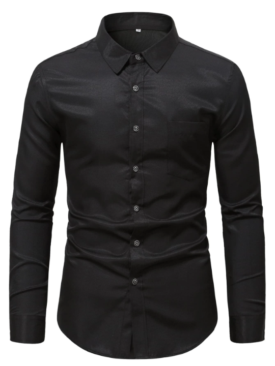 Manfinity Mode Men Patched Pocket Button Up Shirt