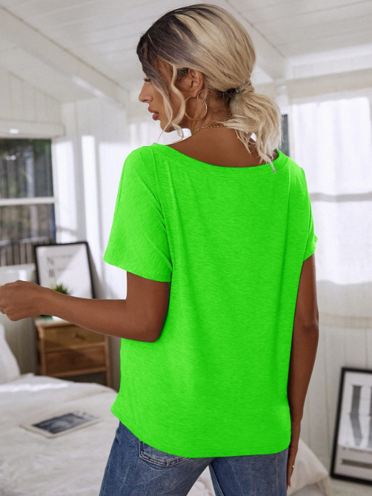 LUNE Neon Lime Batwing Sleeve Solid Tee