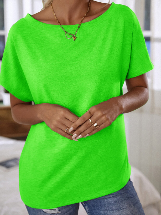 LUNE Neon Lime Batwing Sleeve Solid Tee