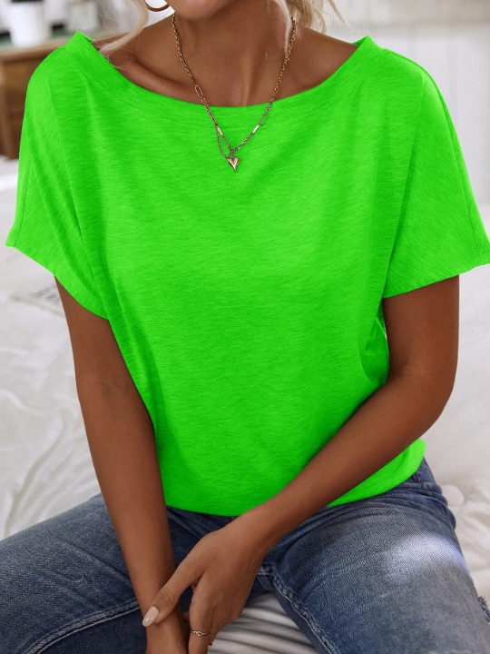 LUNE Neon Lime Batwing Sleeve Solid Tee