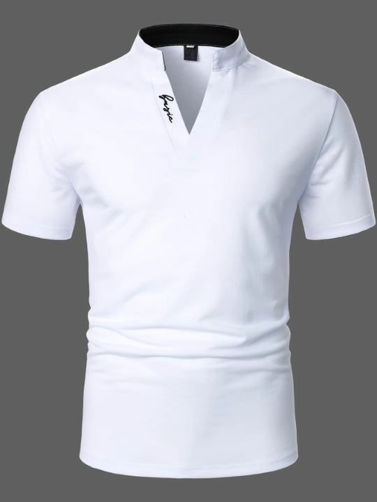 Manfinity Homme Men Letter Embroidered Polo Shirt