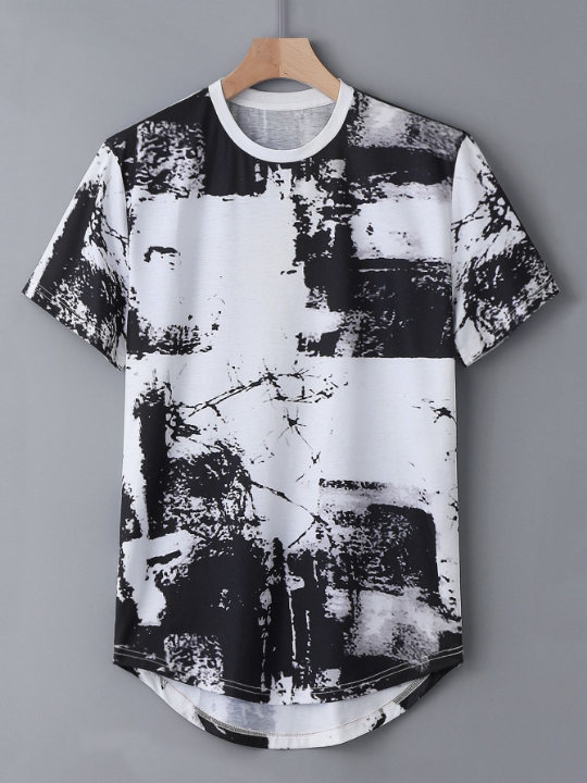 Manfinity LEGND Men Random Splash Ink Print High Low Tee