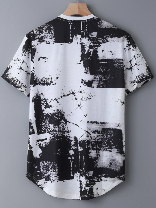 Manfinity LEGND Men Random Splash Ink Print High Low Tee