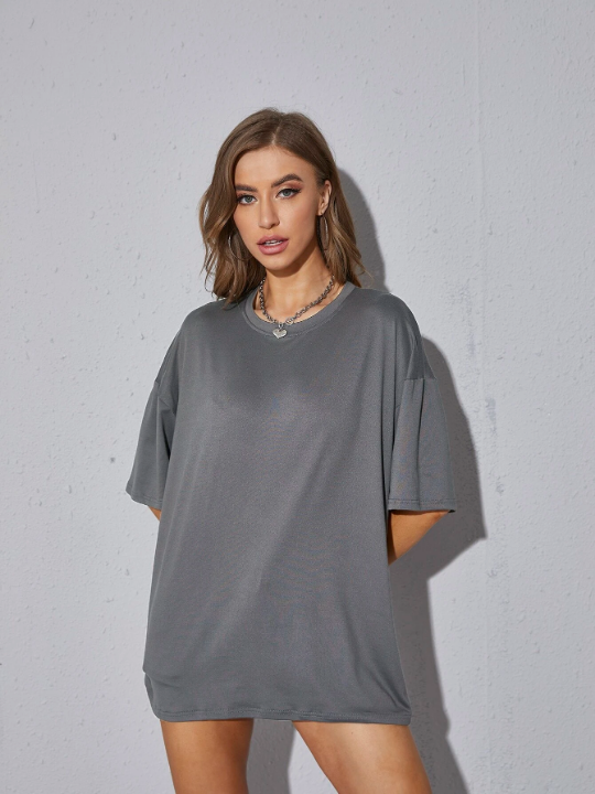 Oversized Solid Drop Shoulder Tee