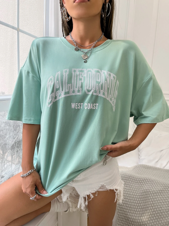 Drop Shoulder Letter Graphic Tee