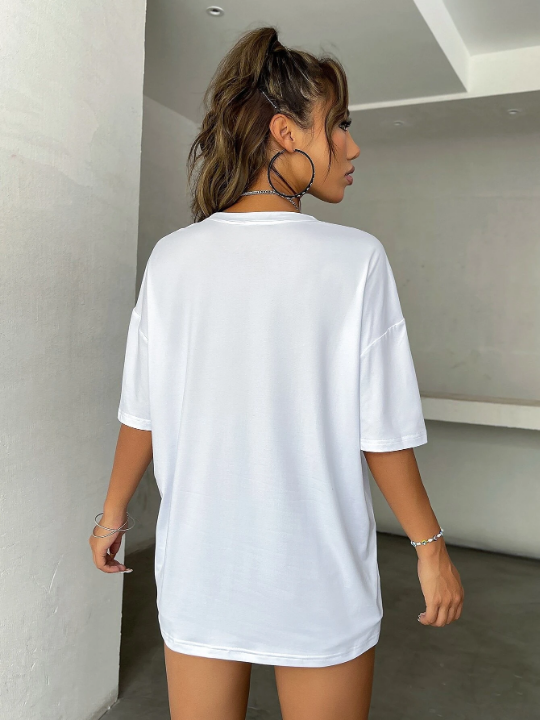 Car & Letter Graphic Drop Shoulder Tee