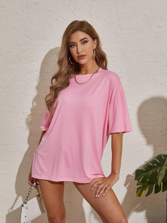 Oversized Solid Drop Shoulder Tee