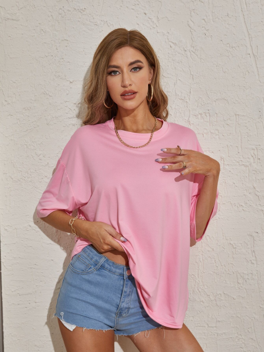 Oversized Solid Drop Shoulder Tee